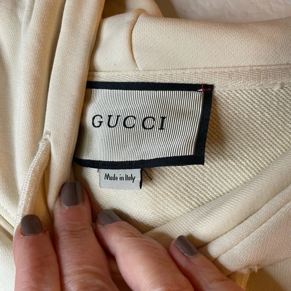Gucci Cream sweatshirt with green and orange detailing Size M